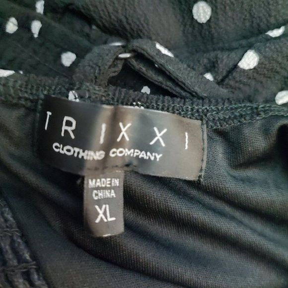 Trixxi Polka Dot Sleeveless Adjustable Straps Belted Jumpsuit Black White XL - Picture 9 of 10